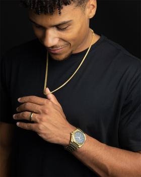 Preview: 3 mm dicke Fuchsschwanz-Halskette aus Edelstahl mit 18 Karat vergoldeter Oberfläche - Dux Gold